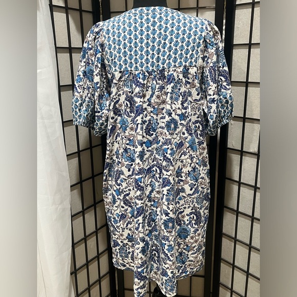 Knox Rose White and Blue Floral SHORT SLEEVE BOHO DRESS, WOMEN SIZE S - Picture 6 of 8